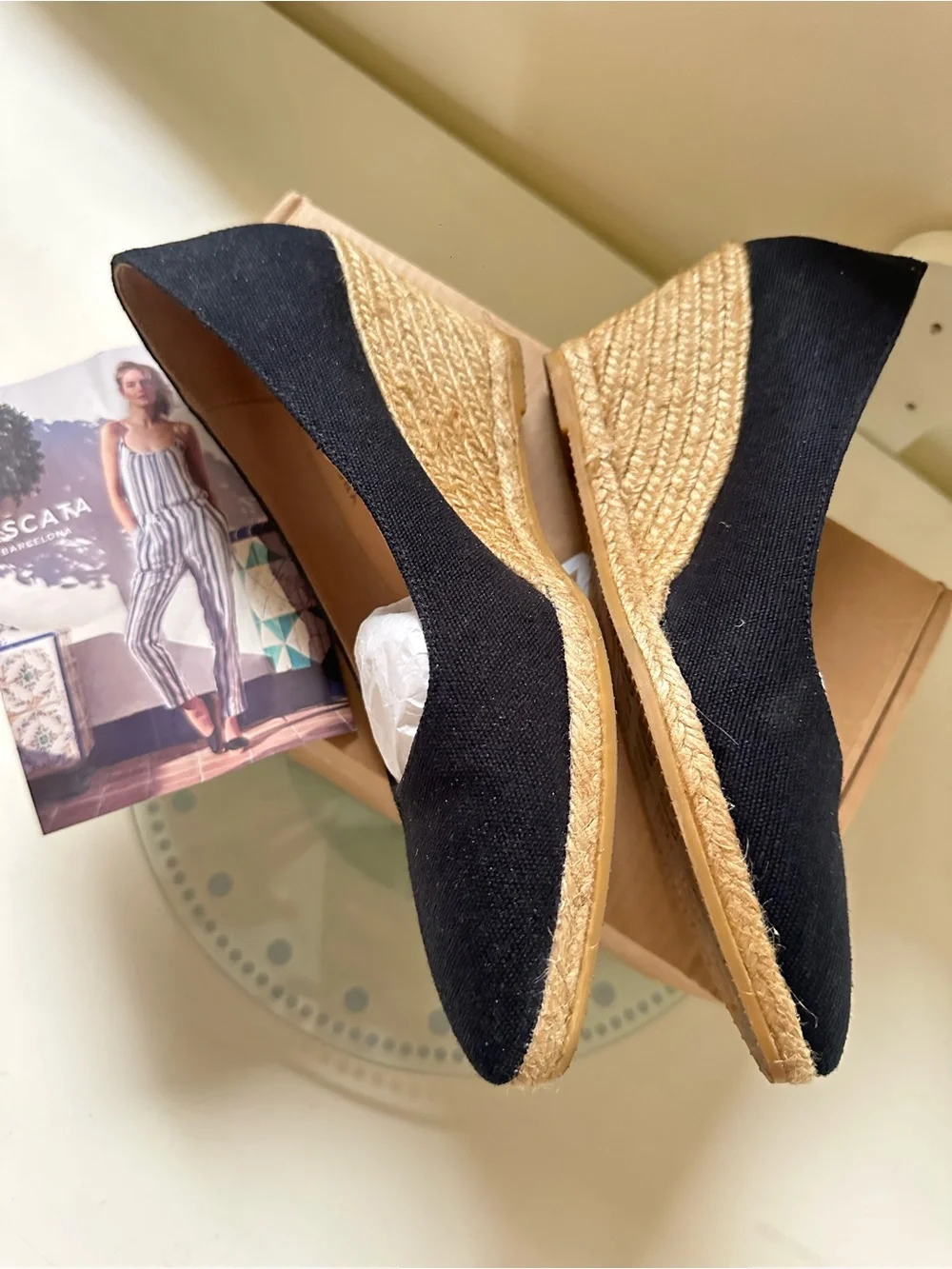 Wedge Espadrille Pointed-Toe heels  in Black size EU 38.5/US 8.5 made in Spain